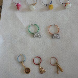 lot of 9 wine glass charms